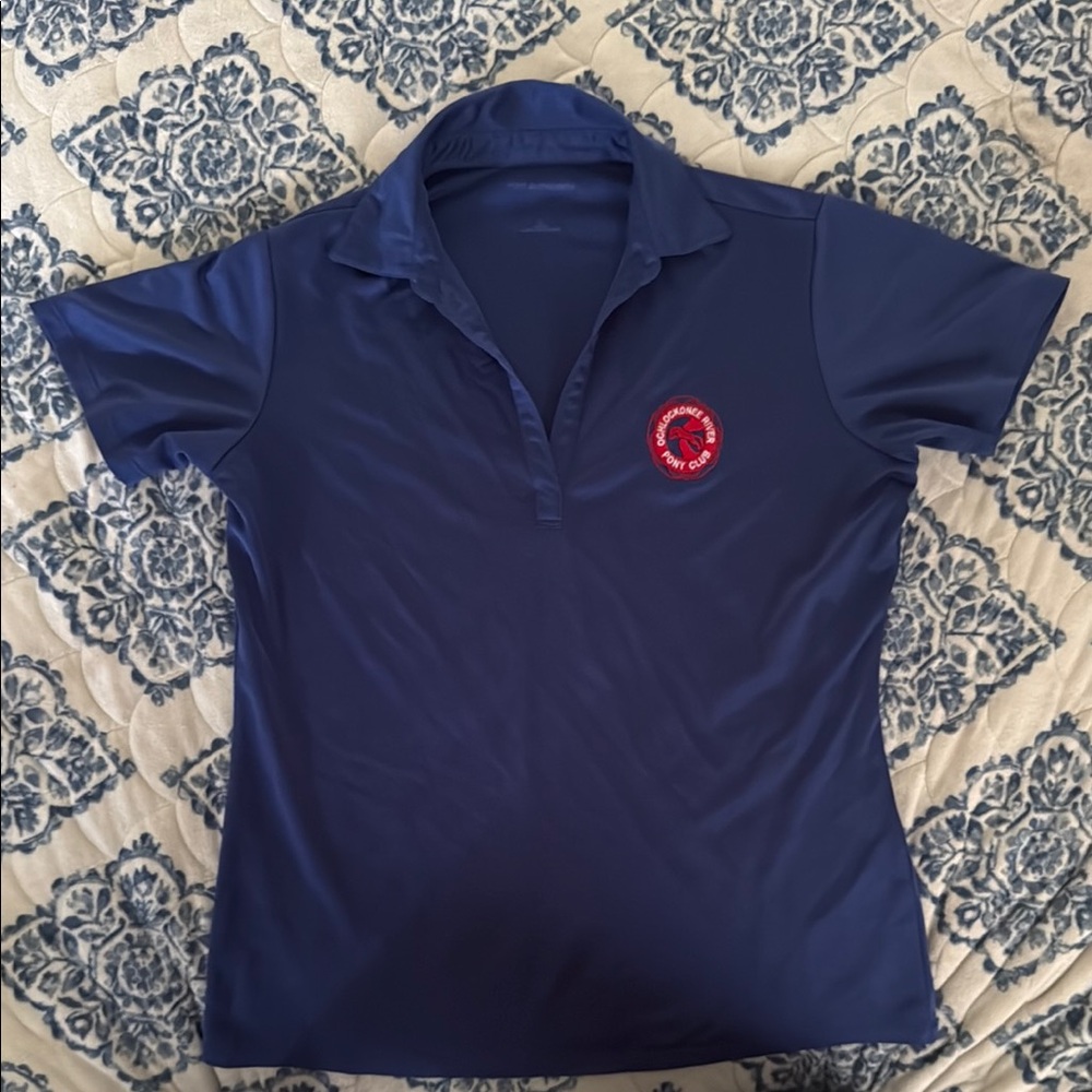 Ochlockonee River Pony Club Port Authority Blue Fitted Polo Short Sleeve Top - L